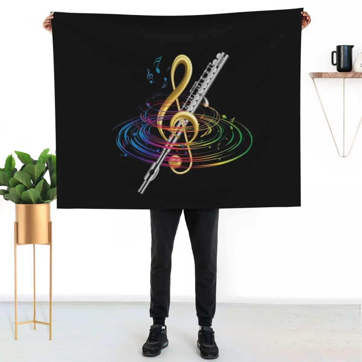 Flutist Vintage Flute Throw Blanket anime Bed Comforter Softest Kid'S Polar Blankets