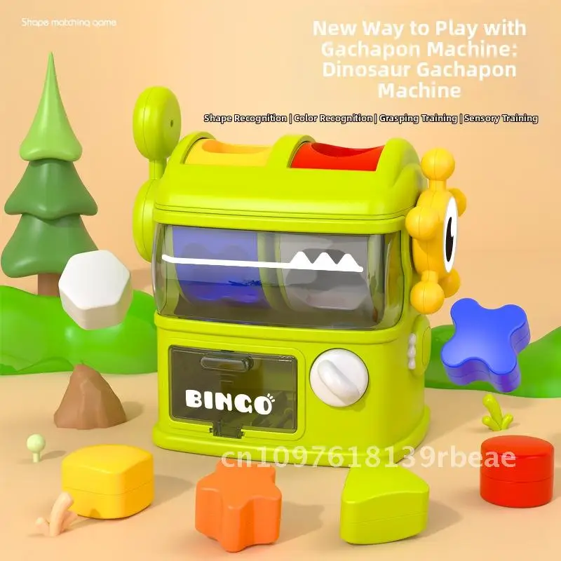 Máquina de jogo de correspondência em formato de dinossauro infantil, brinquedo educacional para coordenação mão-olho e reconhecimento de cores do bebê de 0 a 3 anos