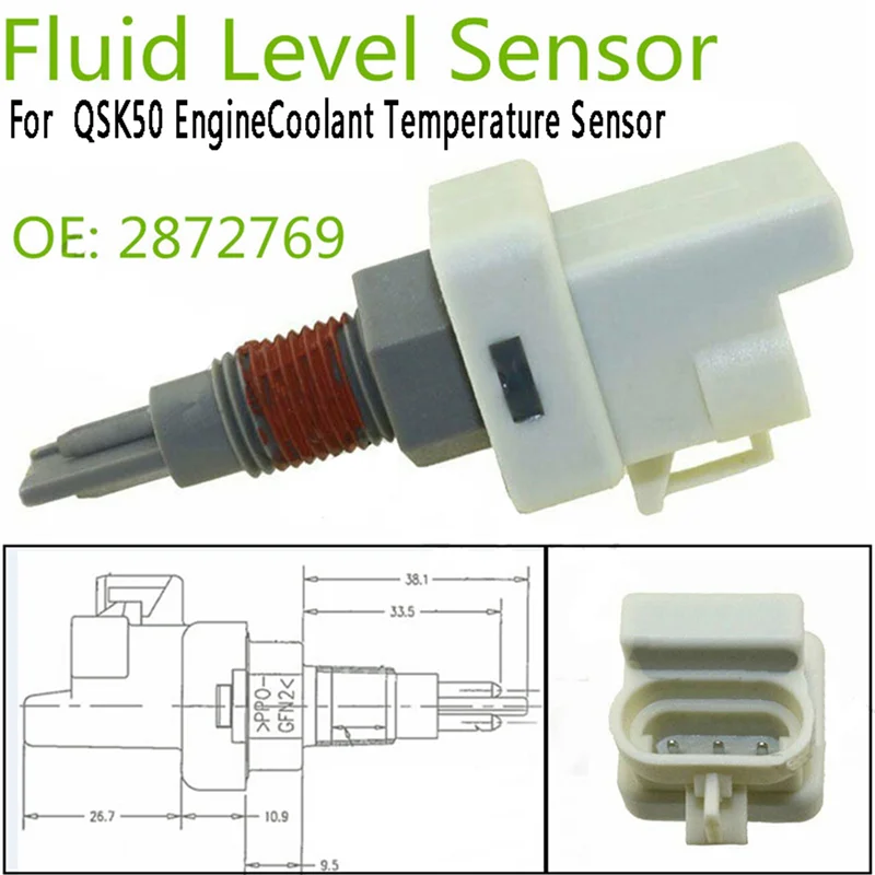 Sensor de Temperatura do Refrigerante para Motor Cummins QSK50, Nível do Refrigerante, 2872769 2872768 4928568