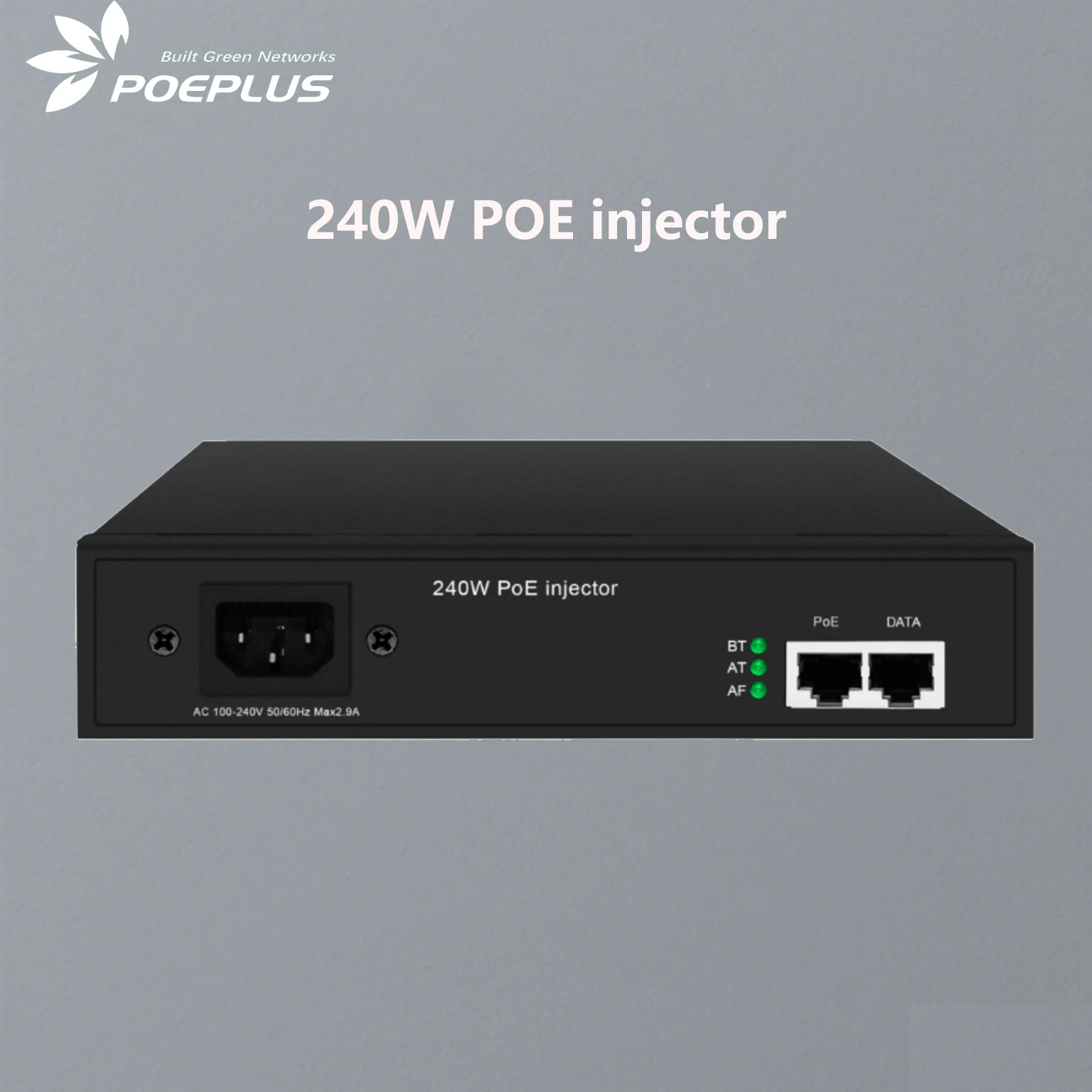 Doppi porte POE midspan 2 porte iniettore 90w uscita 802.3at/bt uscita POE attiva multigigabit 2,5 Gbps
