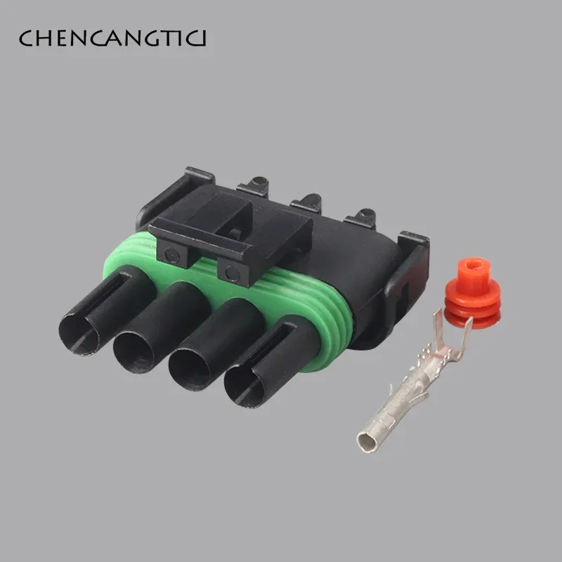1 Set 4 Pin Car Electrical Cable Connector Waterproof Weather Pack Square Wire Male Female Plug Socket 12015797 12010974
