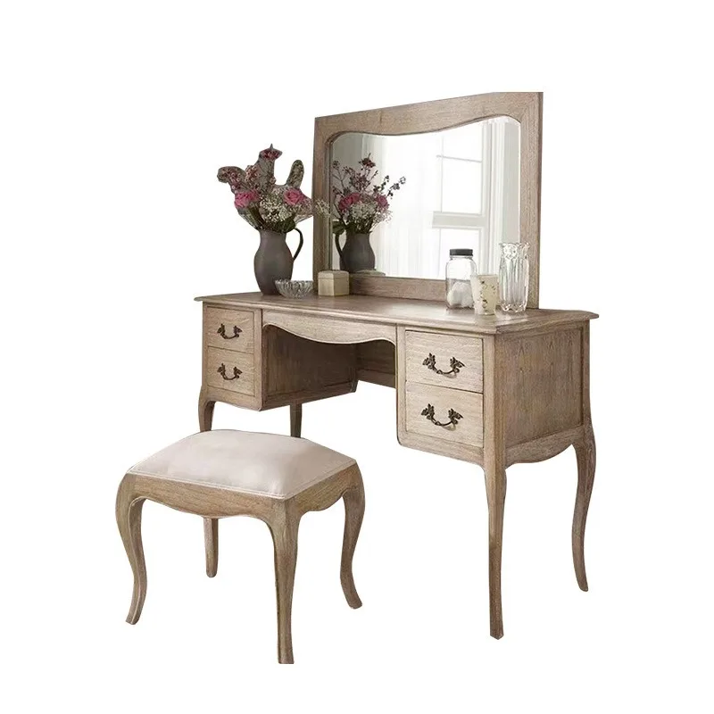 

Antique mirror dresser European simple retro makeup table