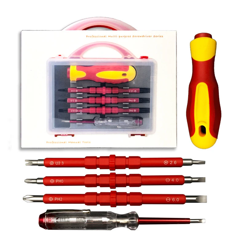 5-in-1 insulated multi-purpose dual-purpose screwdriver, electrified pen, magnetic electrician insulated screwdriver tool set