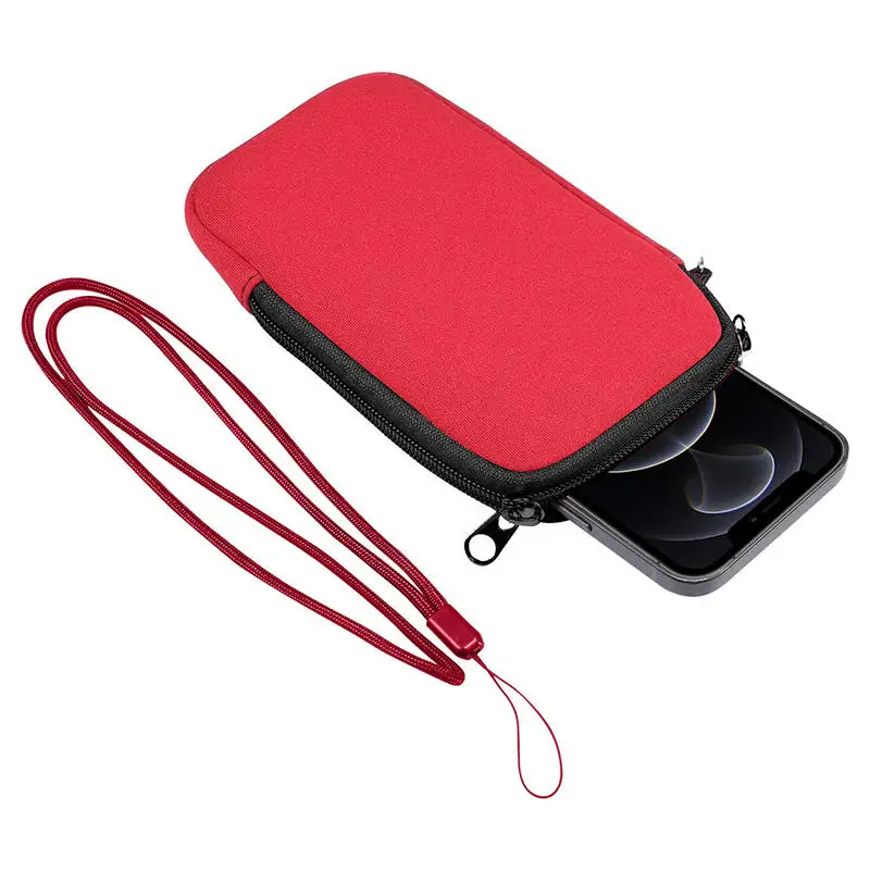 Neoprene Phone Pouch With Lanyard,Shockproof Waterproof Portable Storage Bag For Phones, Keys & Earbuds Lightweight Mini Wallet view 6