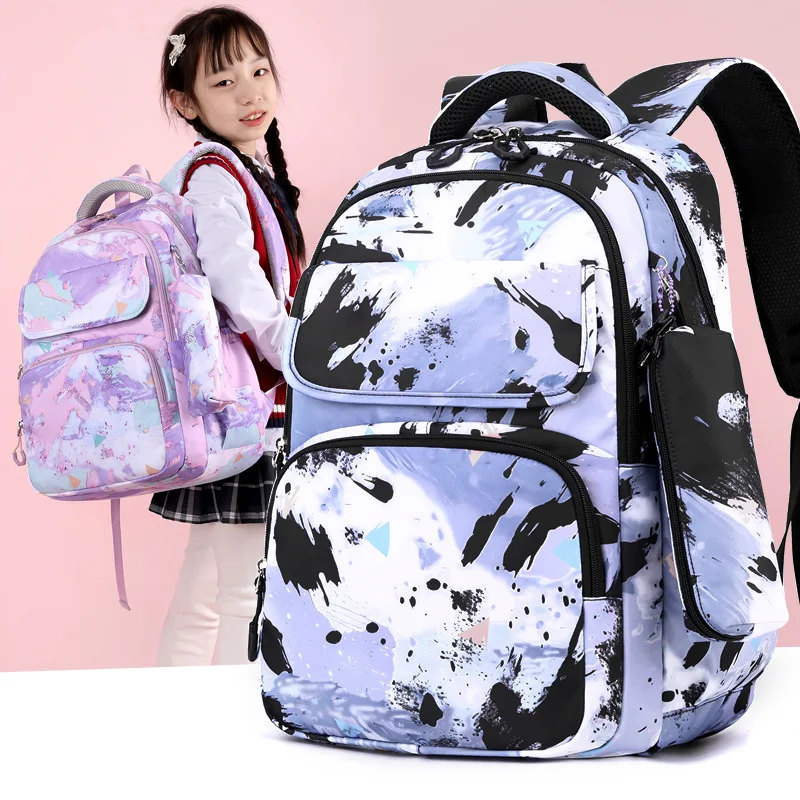 Mochila impressa camuflagem dos desenhos animados para crianças, Mochila primária com estojo de lápis, bolsa de ombro para menina, 3pcs por conjunto