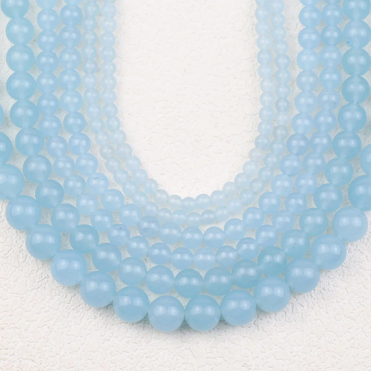 1 strang 4 6 8 10 MM Naturstein Hellblau Chalcedon Jade Runde Spacer Perlen Für DIY Armbänder Halsketten schmuck Machen 15''