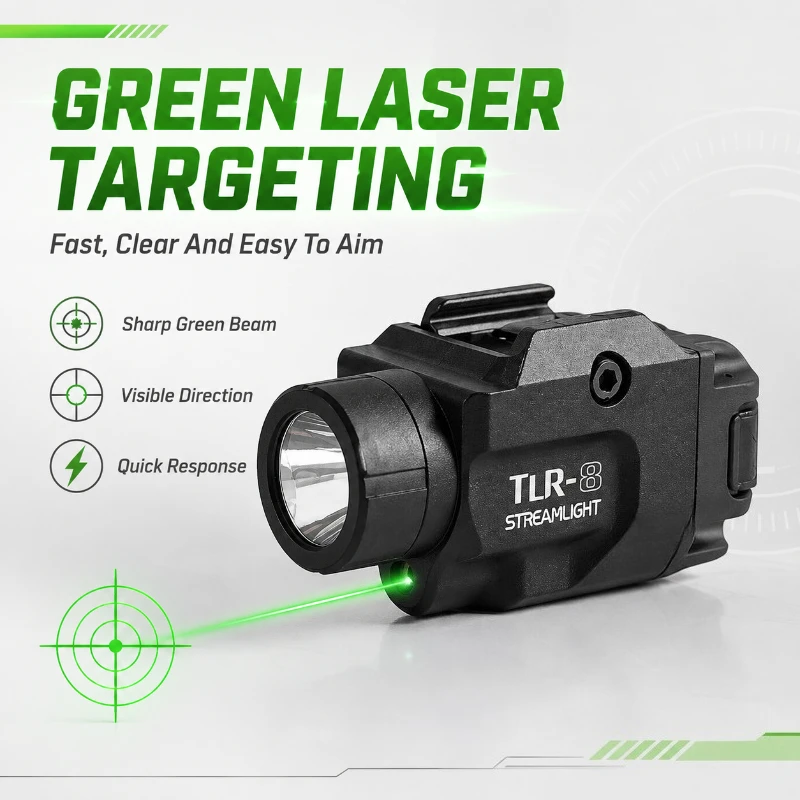 Hobby Model DIY TLR‑8 Light 800LM Metal Red Green Light Module with 20mm Rail Clamp