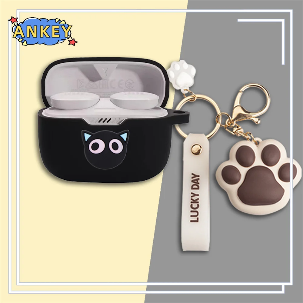 for JBL Tune 130NC TWS T230 T130 Cute Cartoon Soft Silicone Earphone Case Protective Cover with Lovely Keychain