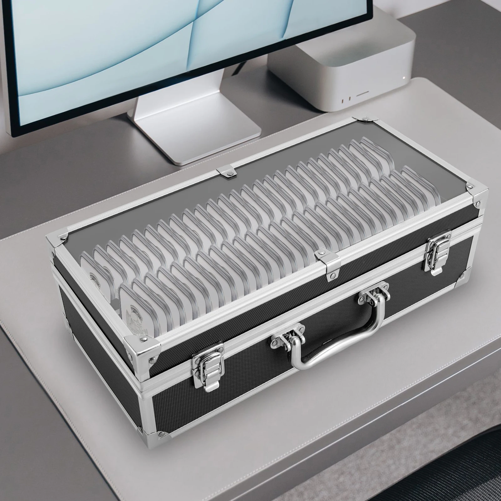

50-Slot Heavy Duty Coin Storage Box with Secure Lock, Holds 50 Coin Slabs for Collectors, Durable Coin Collection Organizer Case