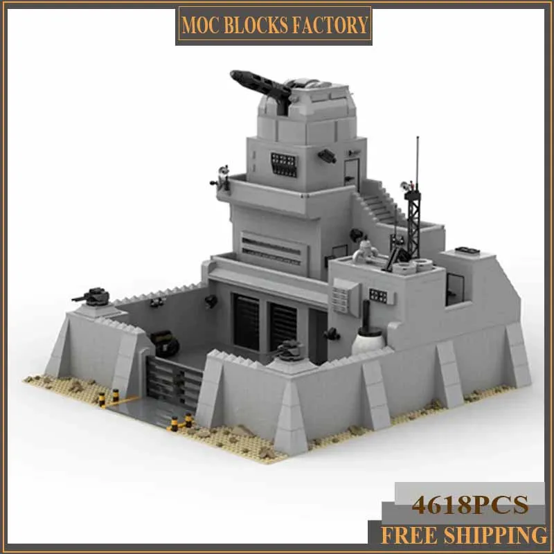 Moc Building Blocks Military Model Outpost with Gun Turret Technical Bricks DIY Assembly Famous Toys For Childr Holiday Gifts