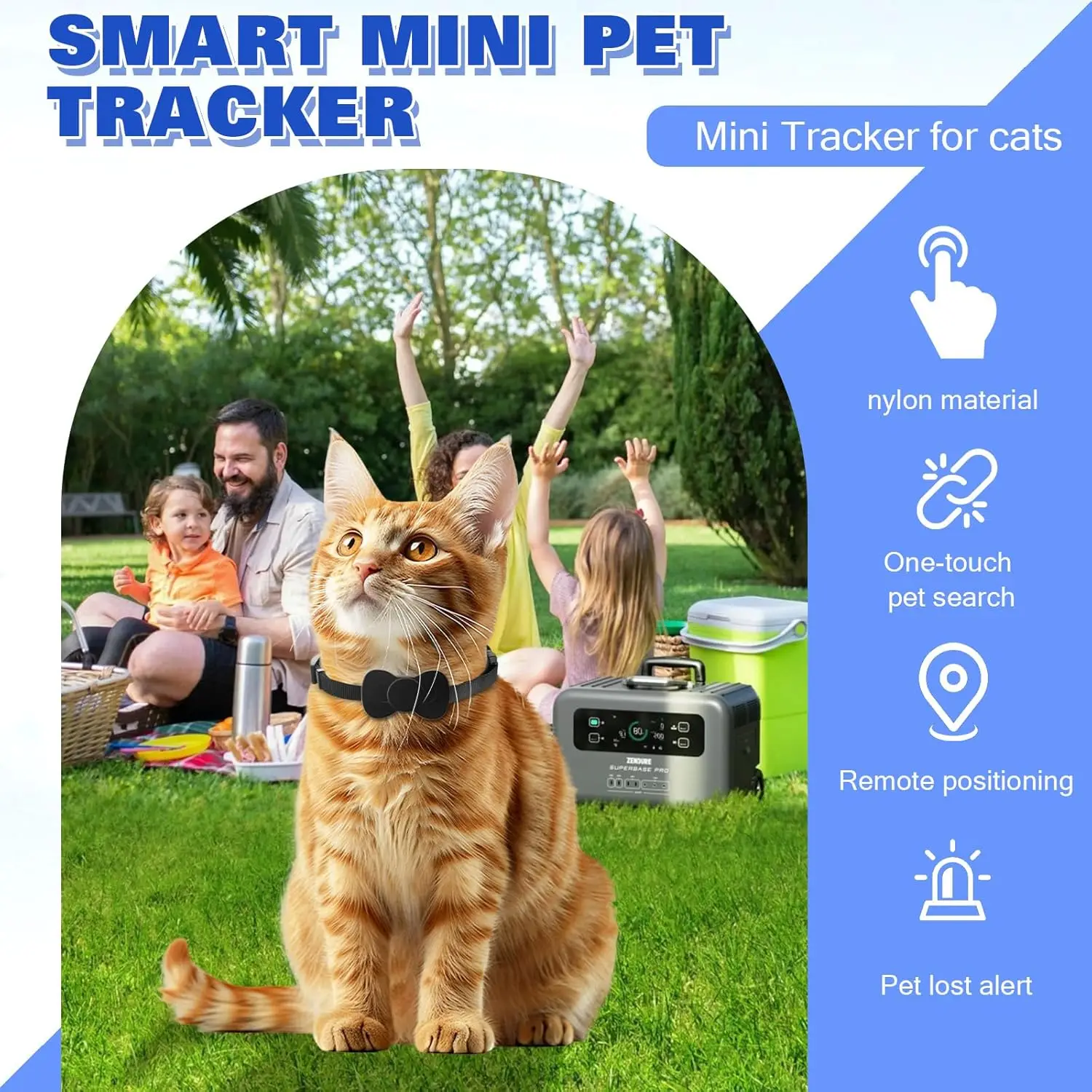 New GPS mini tracking collar, adjustable with waterproof tracker, suitable for cats and dogs anti-lost tracker, no monthly fee,