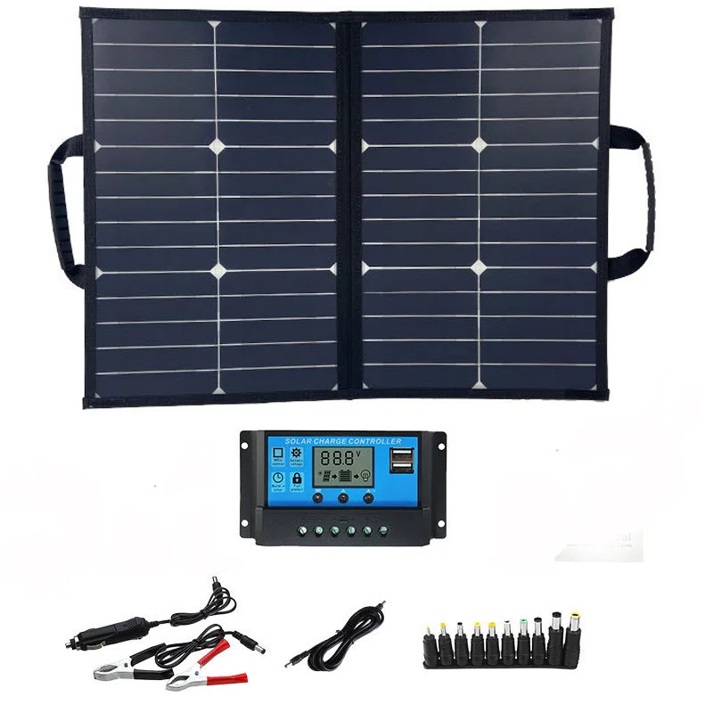 Solar Panel 60W Solar Folding Bag Charger Waterproof Lightweight Efficient SunPower Solar Cells for Outdoor Camping Hiking Phone