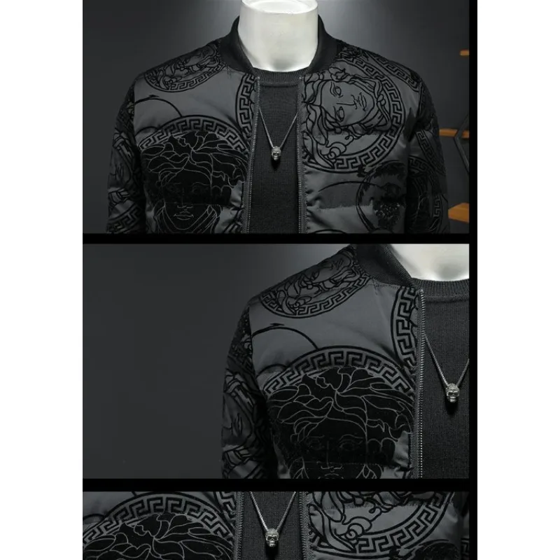 New Men Winter Coat Short Slim Glossy Parkas  White Duck Down Jacket Thicken Warm Youth Outwear Handsome Trend Overcoat