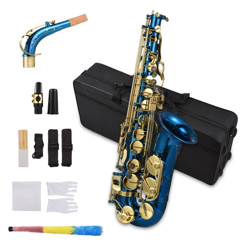 Brass Engraved Eb E-Flat Alto Saxophone Sax Abalone Shell Button Wind Instrument&Saxophone Mouthpiec with Case Glove Clean Cloth