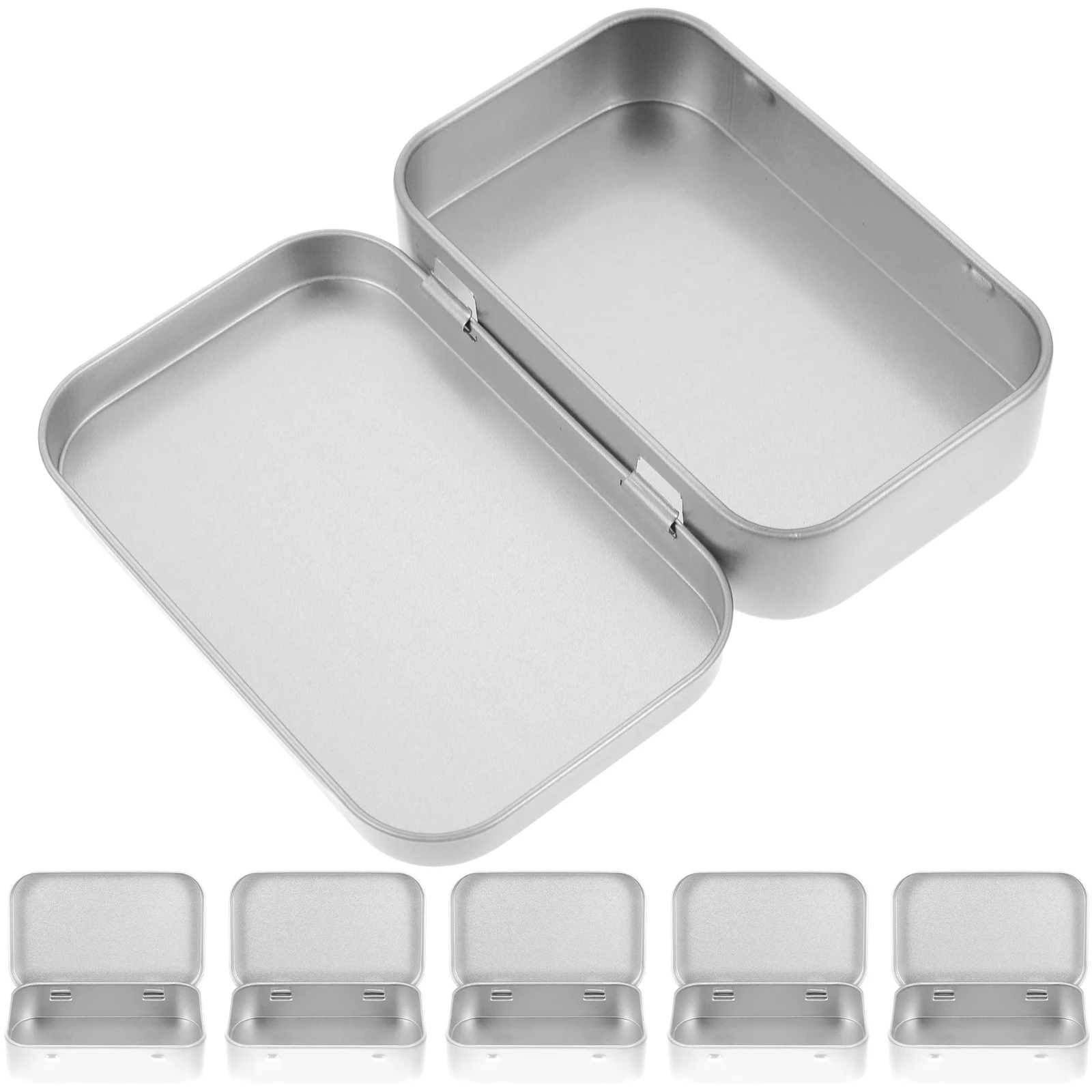 

6 Pcs Flip-type Storage Box Small Tins with Lids Containers Tinplate Empty Bins Office Boxes