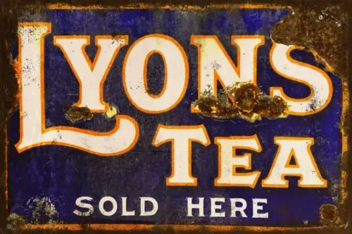 Lyon's Tea Sold Here Aged Look Vintage Advert printed on a New Metal Sign Plaque