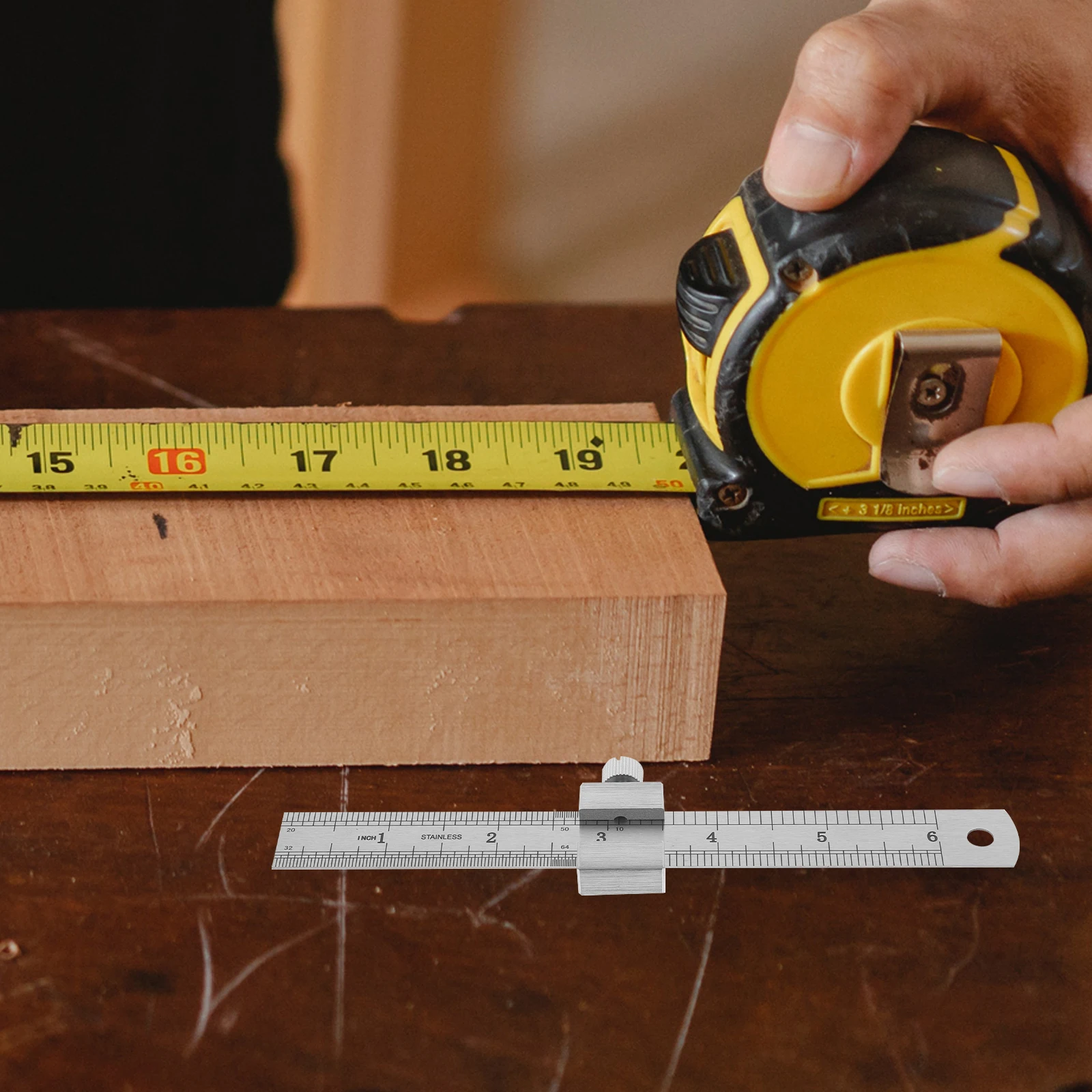 

Stainless Steel Ruler Heavy Duty Measuring Tool Metric Standard Marking for Precision Drawing Pocket Scale Work Gauge