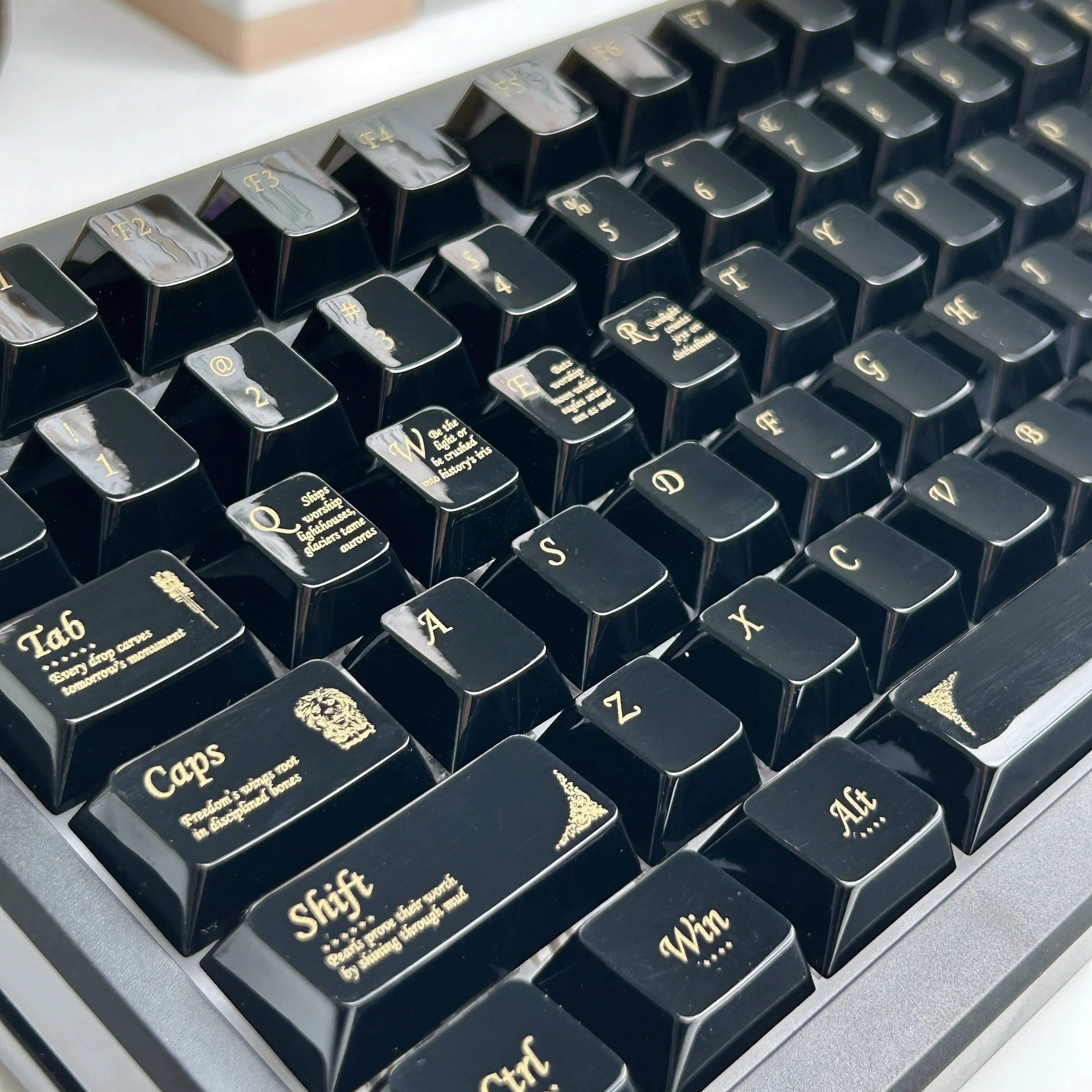 Ceramic Texture Keycap Cherry Profile Black Gold Mirror Keycaps PC Custom Smooth Surface MX Switch Mechanical Keyboard Caps