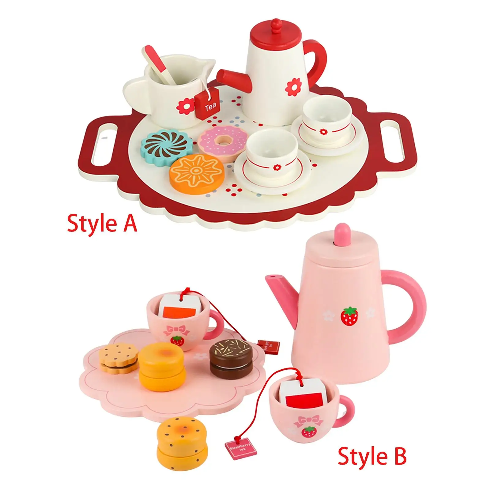 

Wooden Tea Set Kitchen Playset Play Kitchen Accessories Wooden Toy for Tea Set Kids Tea Party Play Toy Little Girls Kids