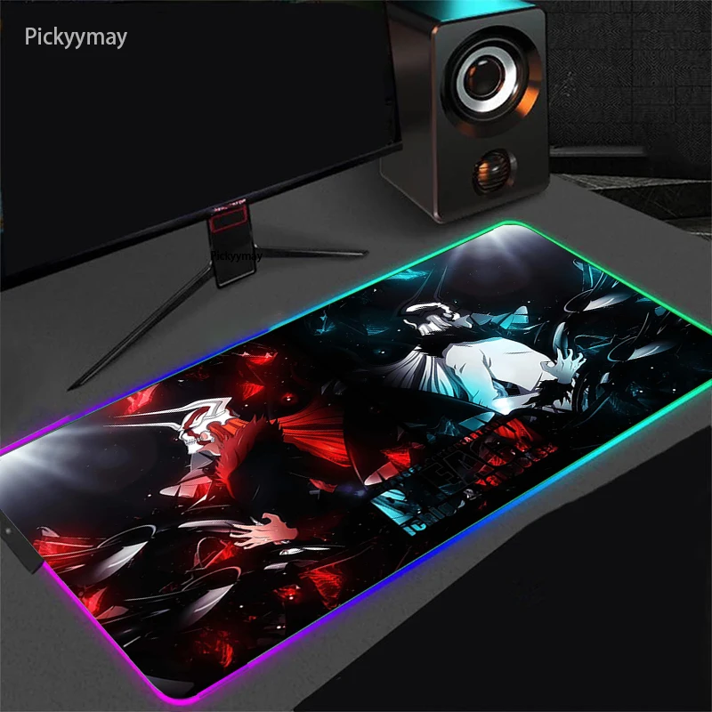 Imagem -03 - Anime Bleach Rgb Mousepad com Luz de Fundo Led Mouse Mat Xxl Laptop Mesa Tapete de Mesa Escritório pc Gaming Acessórios