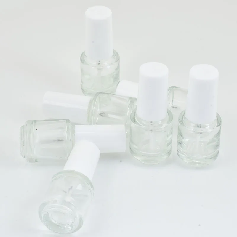 Newest 10pcs/lot 5ml/cc Empty Glass Nail Polished Oil Bottles With White Cap With Brush Cosmetic Nail Oil Container Wholesale