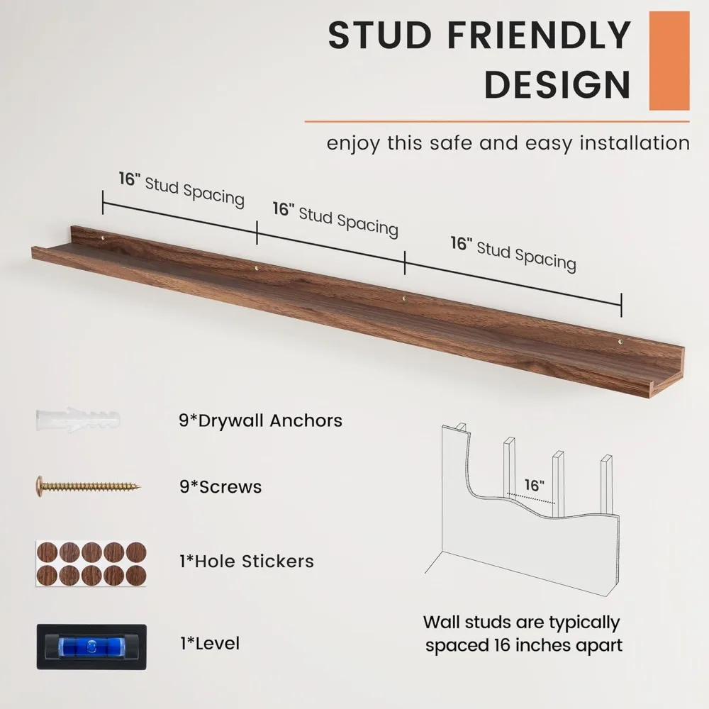 رف حافة الصور، مجموعة أرفف عائمة مكونة من 2، أرفف كتب حضانة كبيرة بطول 56 بوصة لتخزين الألعاب، جدار رف كتب للأطفال #5