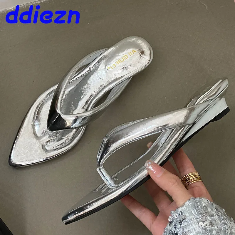 2024 Luxury Footwear Wedges Slides Slippers Women Shoes Female Shallow Fashion Pointed Toe Ladies Slippers Shoes Sandals