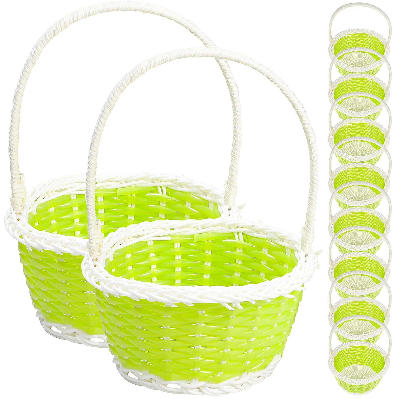 

10 Pcs Woven Baskets Handmade Lightweight Portable Handle Storage Vegetable Fruit Garden Home Use Decor
