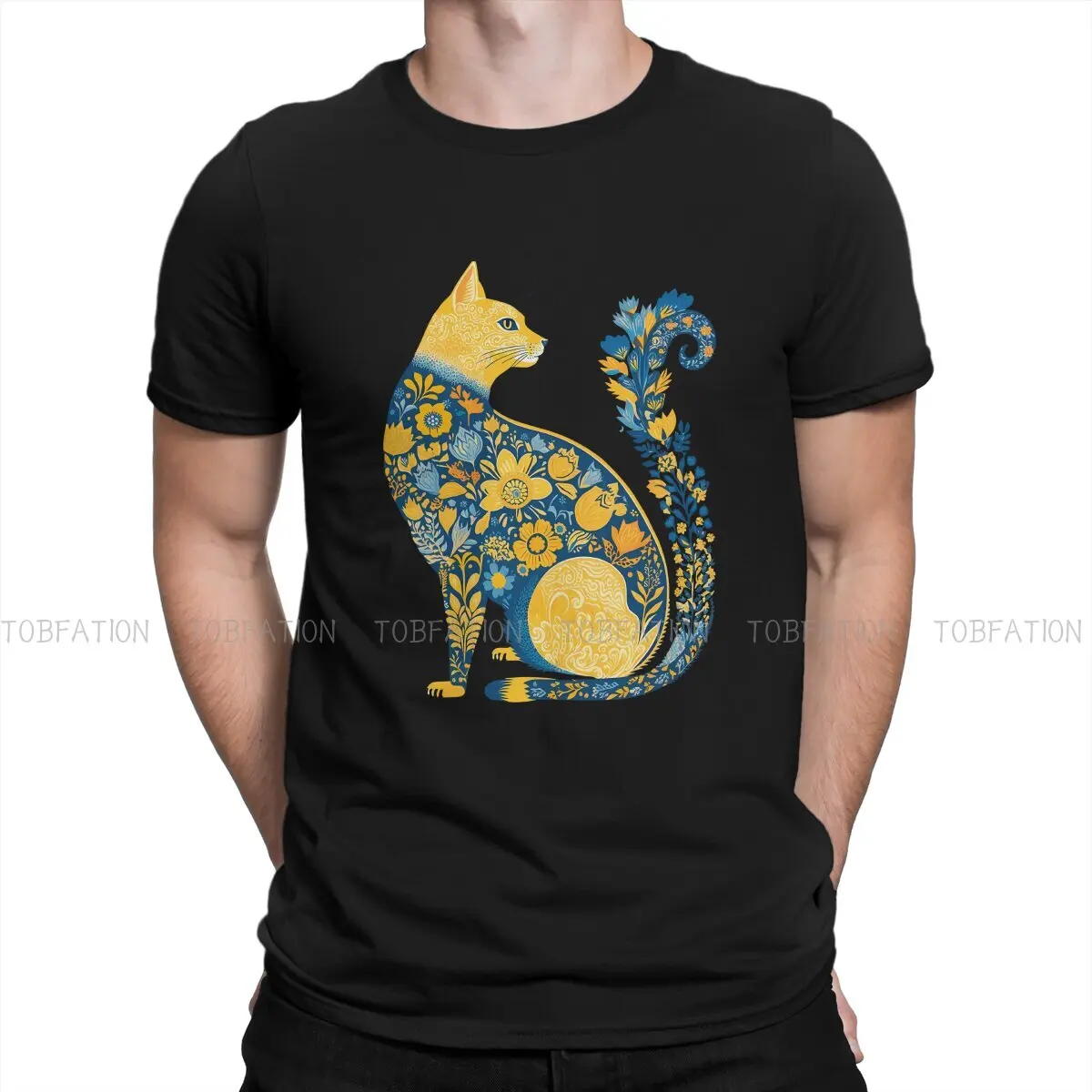 

Cat Ukrainian Cute Floral Vintage Ukraine Flag Amp Vyshyvanka T Shirt Vintage Graphic Summer Cotton Men's Tops O-Neck TShirt