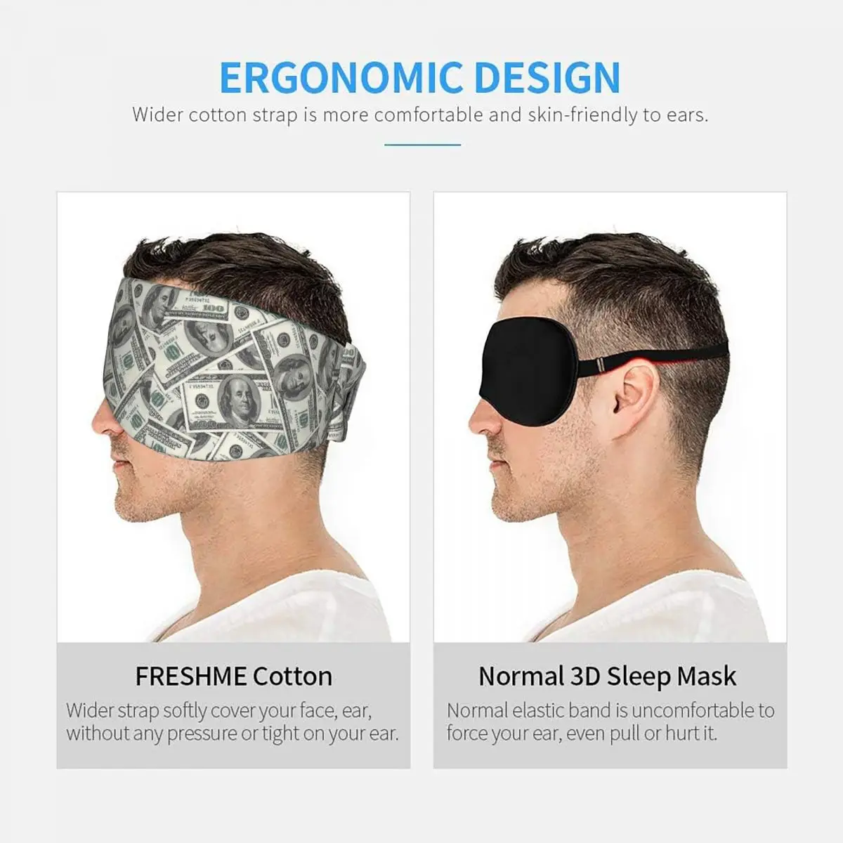 Rich Money Novelty Dollars sleep mask Light Blocking Portable Eye Cover for Girls Boys Travel Party Gift Eyeshade eyepatch view 5