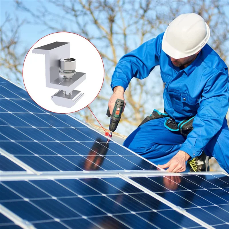 

A84Z-Solar Module Brackets Solar Panel Holder, End Clamp Adjustable Solar Module Brackets Fixing Solar Module Holder 35 Mm