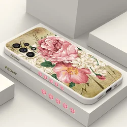 Big Peony Case For Samsung A73 A53 A33 A24 A23 A14 A15 A25 A35 A55 A13 A03 A03S A72 A52 A52S A32 A02S A02 A12 A22 4G 5G Cover