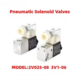 Pneumatic solenoid valves 2v025-08 3V1-06 2 position 2 way 1/4 air solenoid valve AC 110V 220V control valve DC 12V 24V no