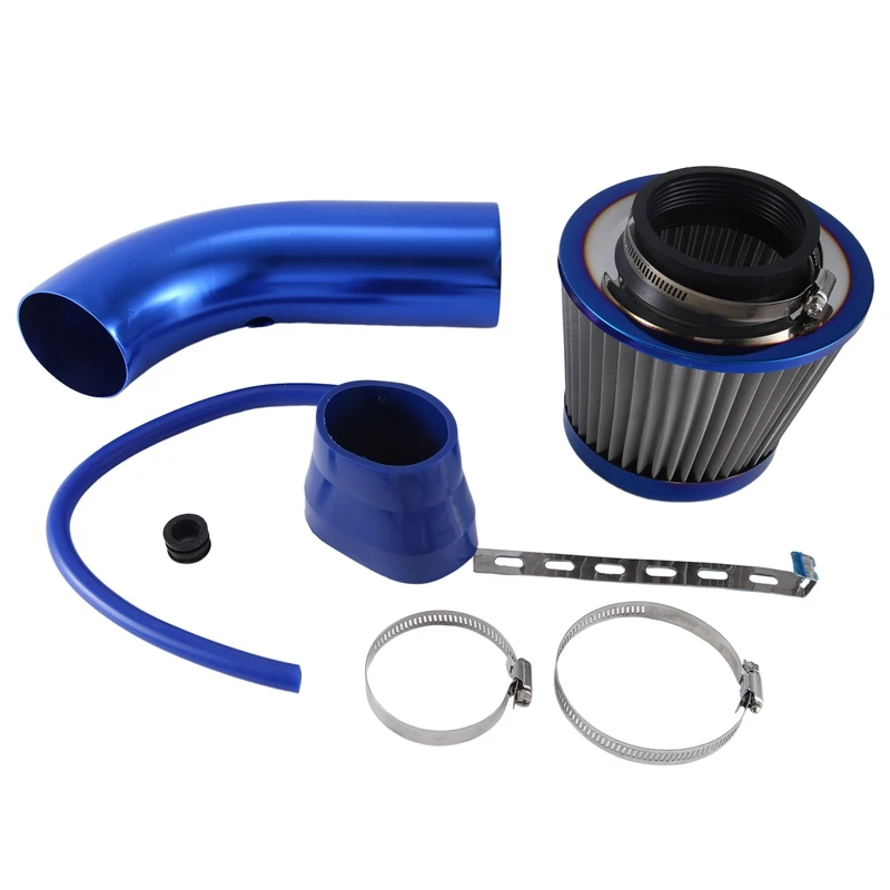 76Mm High Flow Air Filter Mushroom Head Car Turbo Pipe Intake Sleeve Universal Kit Blue