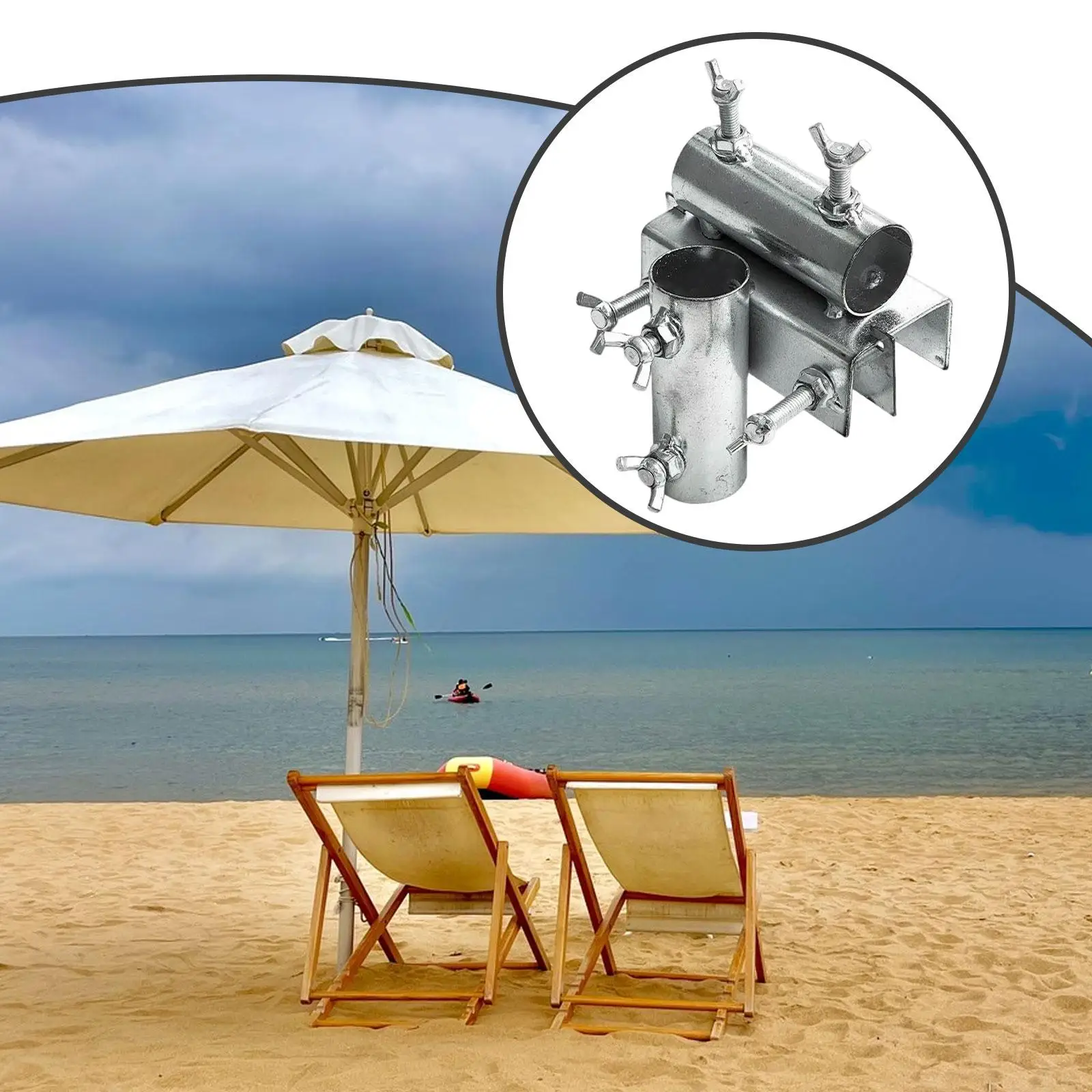 

Umbrella Holder for Deck, Metal Clamp for Parasol, Multi-Use Accessory for