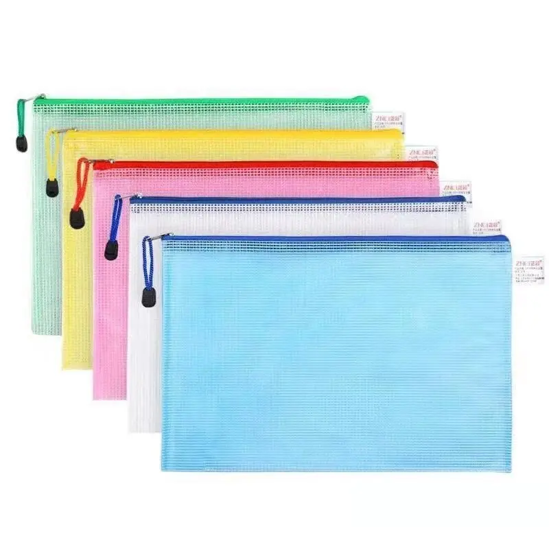 

Creative Colorful A4/A5/A6 Grid Transparent Document Bag PVC Zipper Stationery Pouch Filing Products Bag School Office Supplies