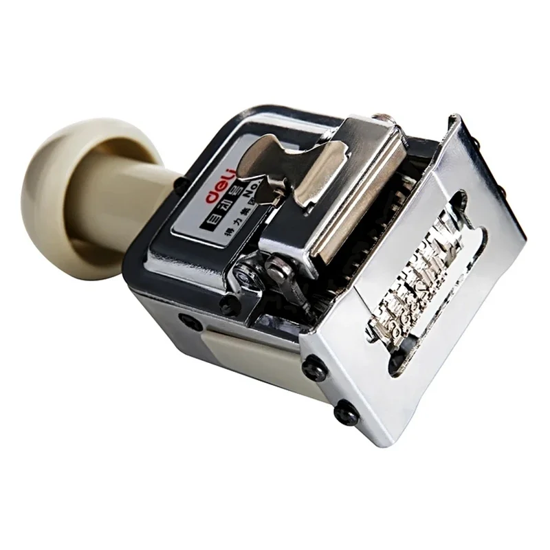 Deli 7506-7515 Heavy Duty Automatic Numbering Machine, 3-15 Bits/ Wheel Date Page Business Stamp For Financial Office Bank