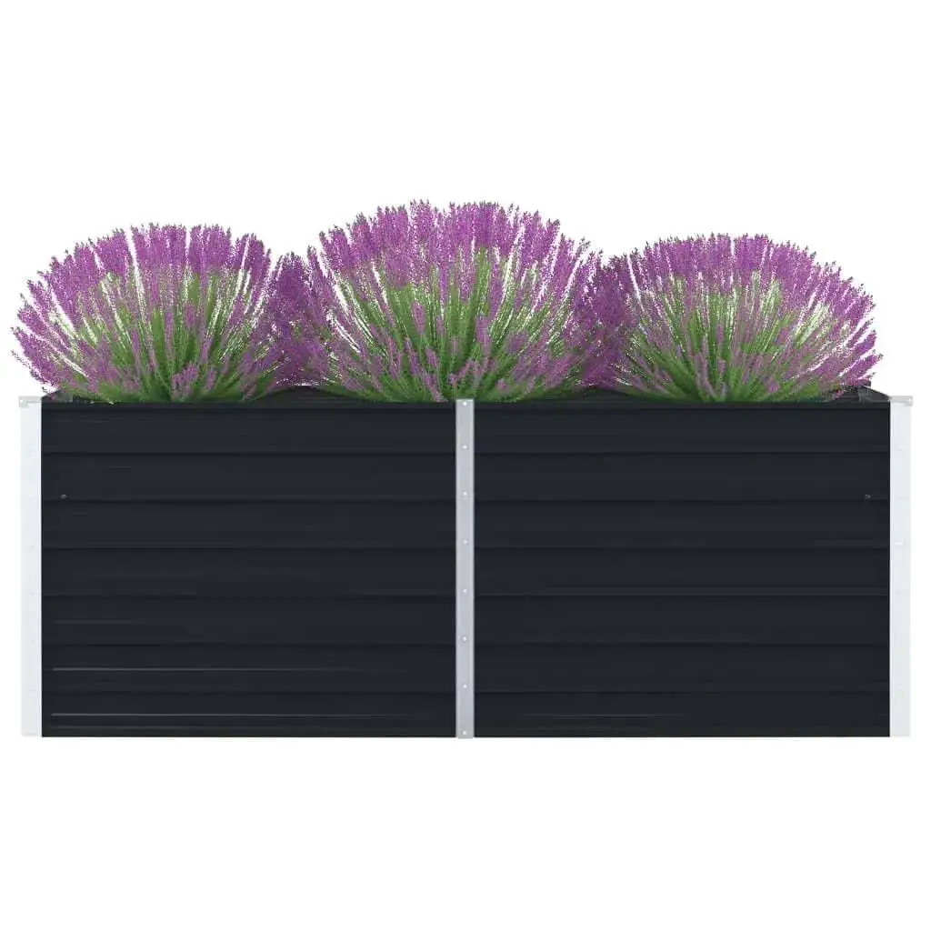 160x80x45 cm Galvanized Steel Raised Garden Bed in Anthracite - Durable Outdoor Planter