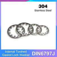 304 Stainless Steel Internal Toothed Serrated Lock Washer High Quality Metal Gasket DIN6797J M3 M4 M5 M6 M8 M10 M12 M12 M14 M16