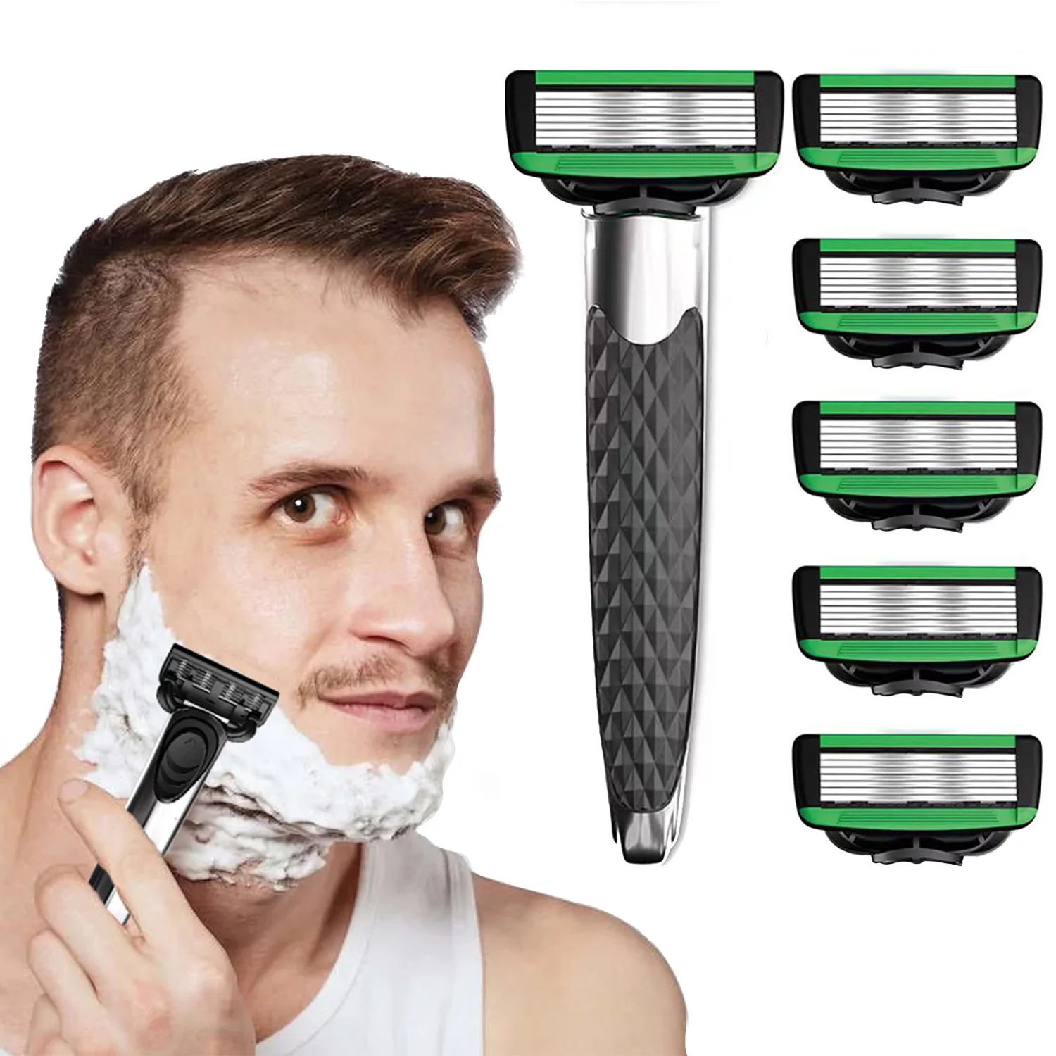 

Men's Shaver 7-layer Blade Sharp and Scratch, Washable Shaver For Men Shaving With Replacebale Manual Razor Blades