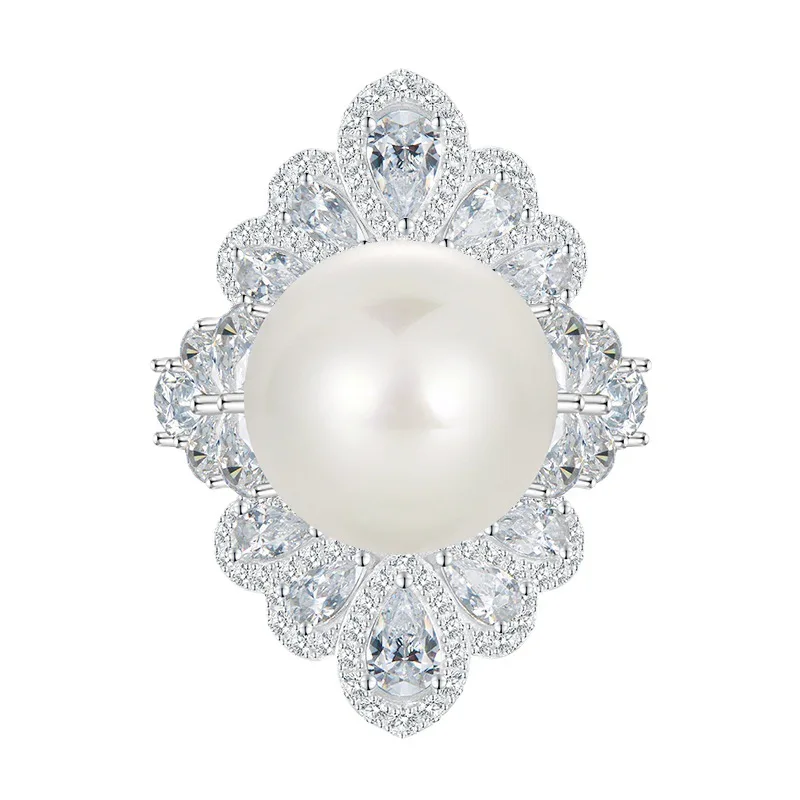 

2023 Rich Woman's Happy Designer 16mm Pearl Ring with Luxury Inlaid