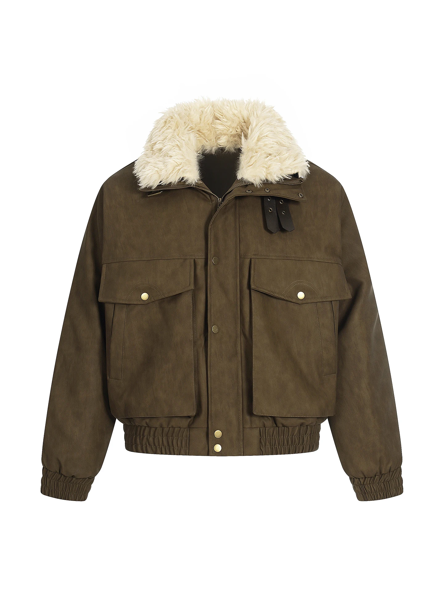 

AJEM American Retro Lamb Velvet Jaet with Button Stand Collar Thiened Coat Men's Women's Trendy Brand Large ket Warm C...