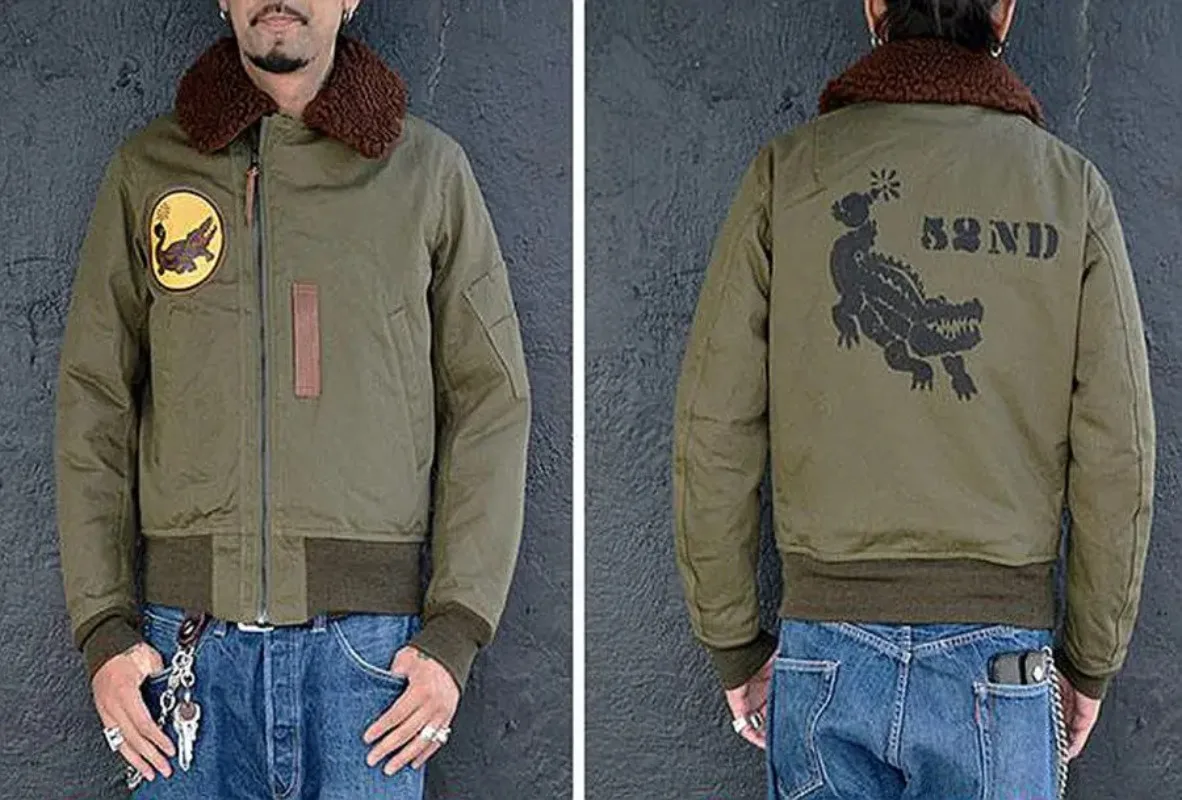 

Модель 1940S B-15B! Куртка-бомбер FREEW с воротником из натуральной шерсти и утеплением