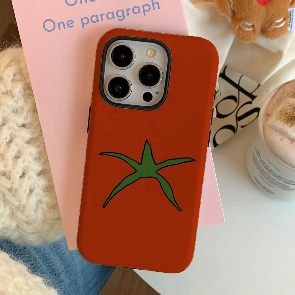 

The red tomato phone case is suitable for iPhone 16, 15, 14, 13 Pro/Max/Plus anti drop double-layer back cover