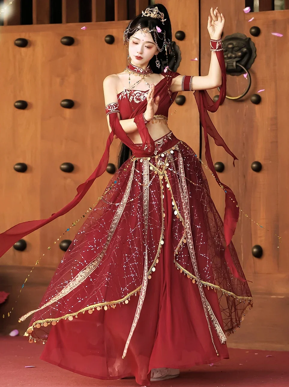 Улучшенная накидка Hanfu Dunhuang Kweichow ttai в экзотическом стиле, костюмы западных ханьских элементов, одежда для фотосъемки