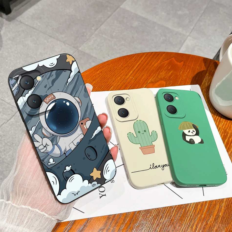 Phone Cases For Vivo Y03 4G Flowers Soft Liquid Silicone Camera Lens Premium Protection Back Covers For Vivo Y 03 Funda Carcasa