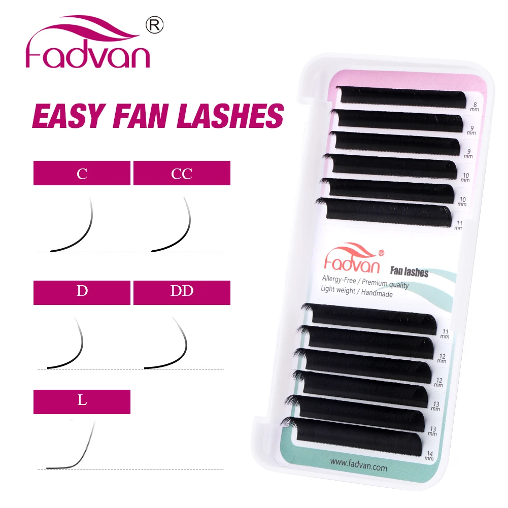 FADVAN-extensiones de pestañas con volumen ruso, pestañas suaves de color negro, con abanico automático, maquillaje Natural, seda de cilios