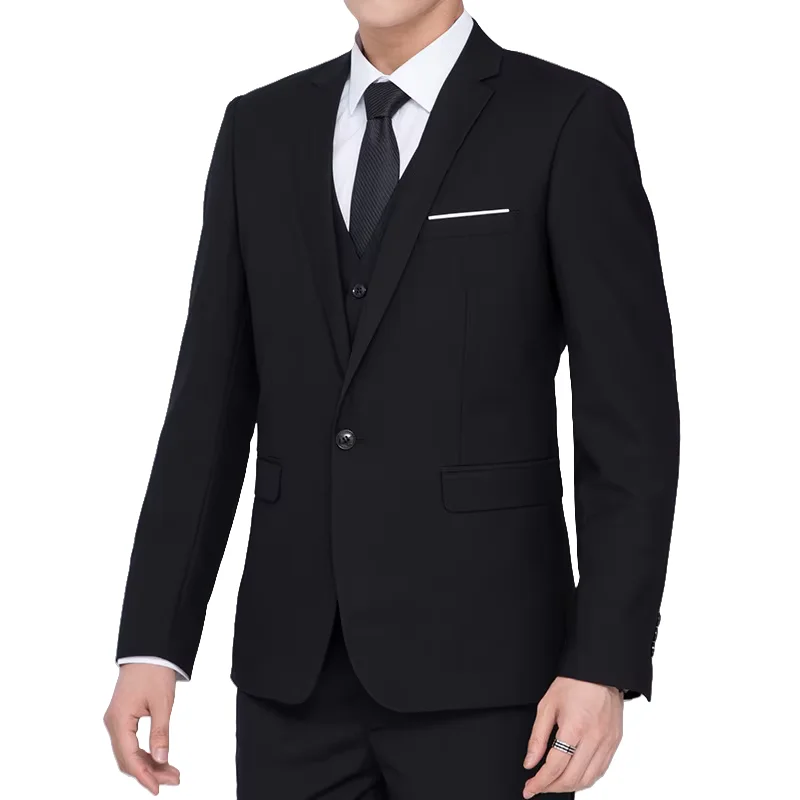 Costume S-6XL 2025 (Blazer + gilet + pantalon) mode homme d'affaires décontracté couleur unie coupe ajustée travail mariage costume formel