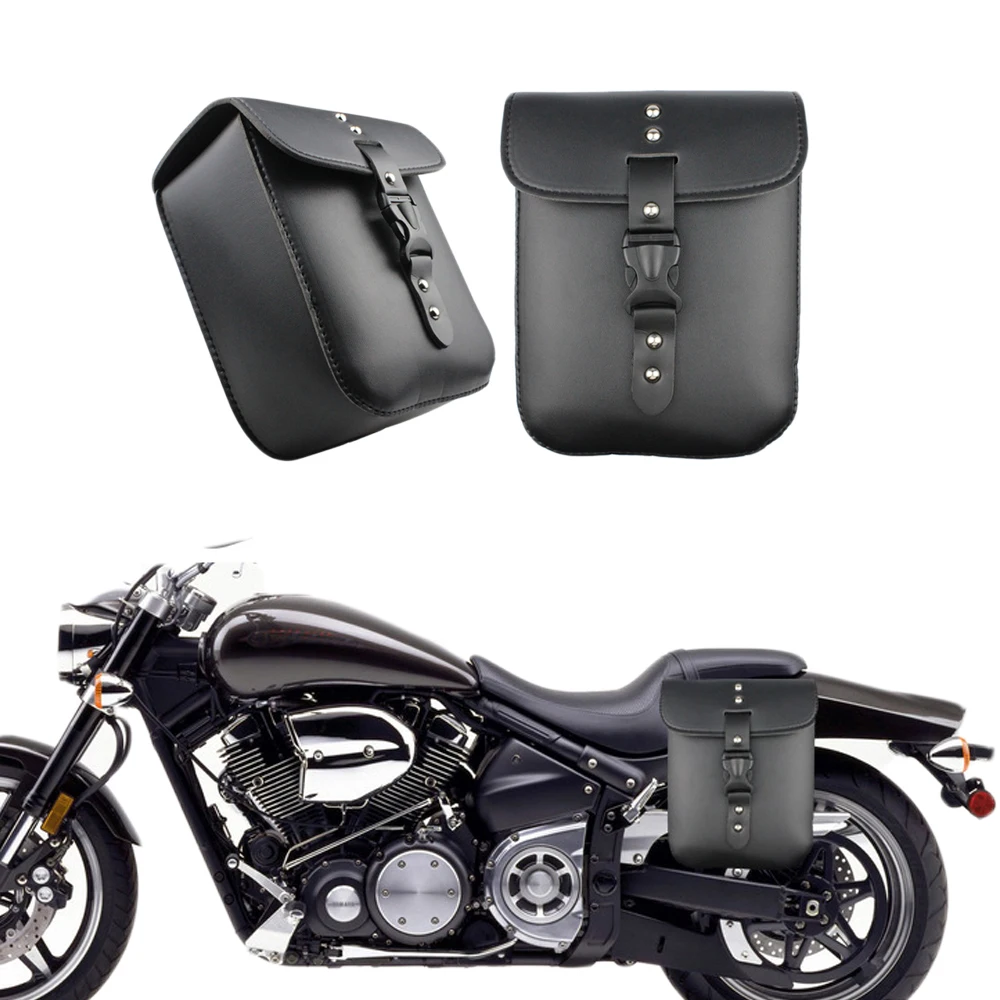 

Motorcycle Saddlebags PU Leather Side Tool Bag Luggage Saddle Bags Cycling Storage Kit Side Bag Black Universal