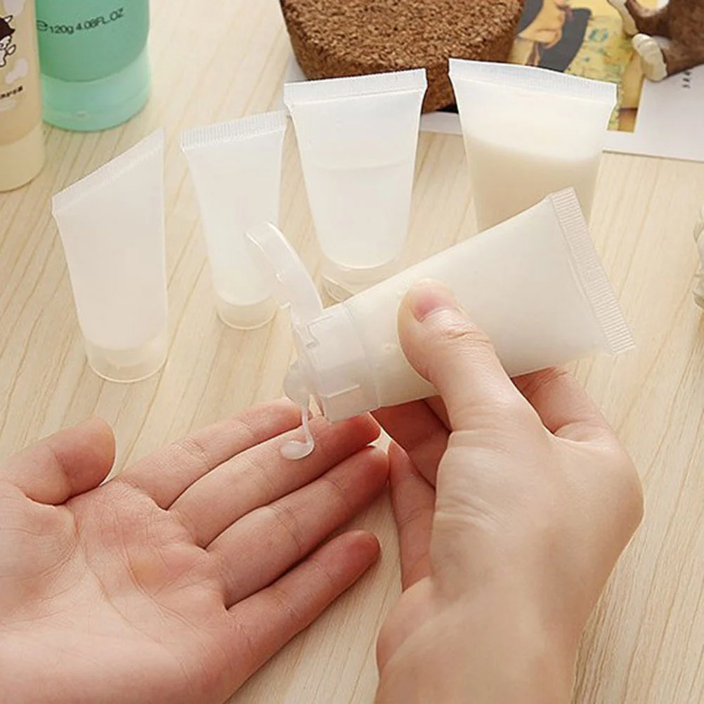 10 garrafas recarregáveis de viagem dos pces recipientes portáteis do armazenamento do aperto apropriados para o creme do corpo da lavagem do rosto da loção do champô